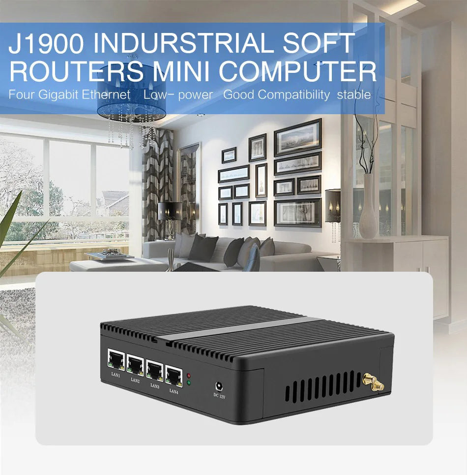BEBEPC 4LAN Fanless Mini PC Firewall Router