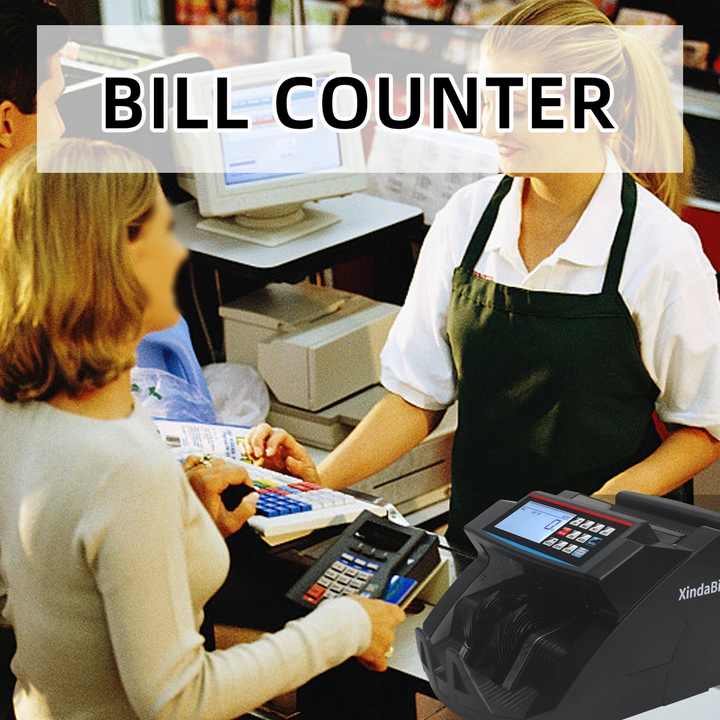 2100D Multi-Currency Money Counting Machine with UV, MG, IR Detection and LCD Display
