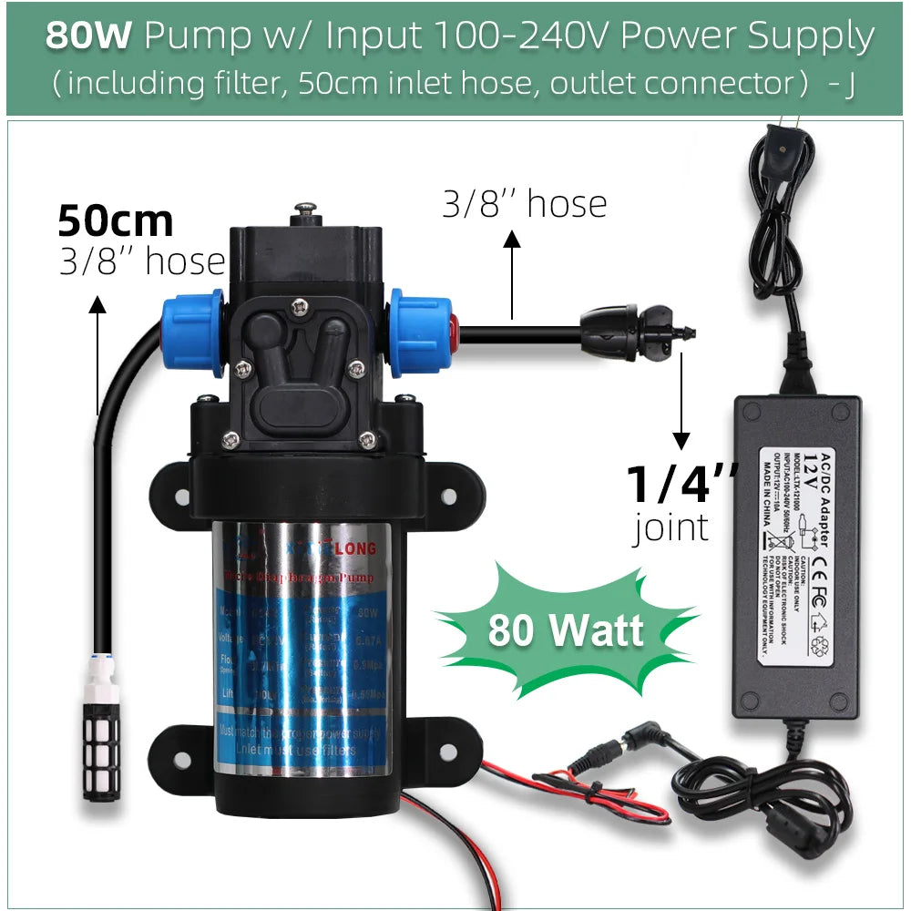 5–50M 45W Pump Self-Priming Irrigation System Garden Spray Cooling Kit.
