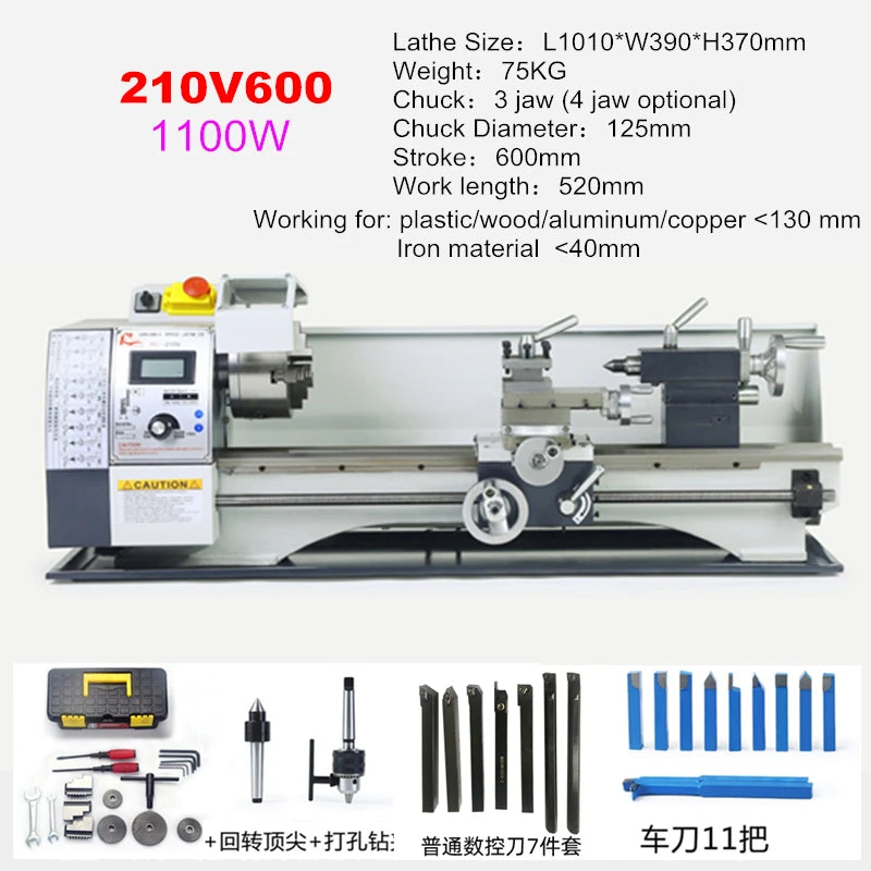 700W to 1100W Semi-Automatic Threading & Turning CNC Metal Lathe Machine