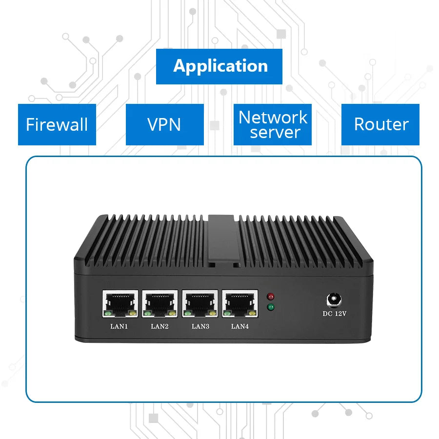 BEBEPC 4LAN Fanless Mini PC Firewall Router