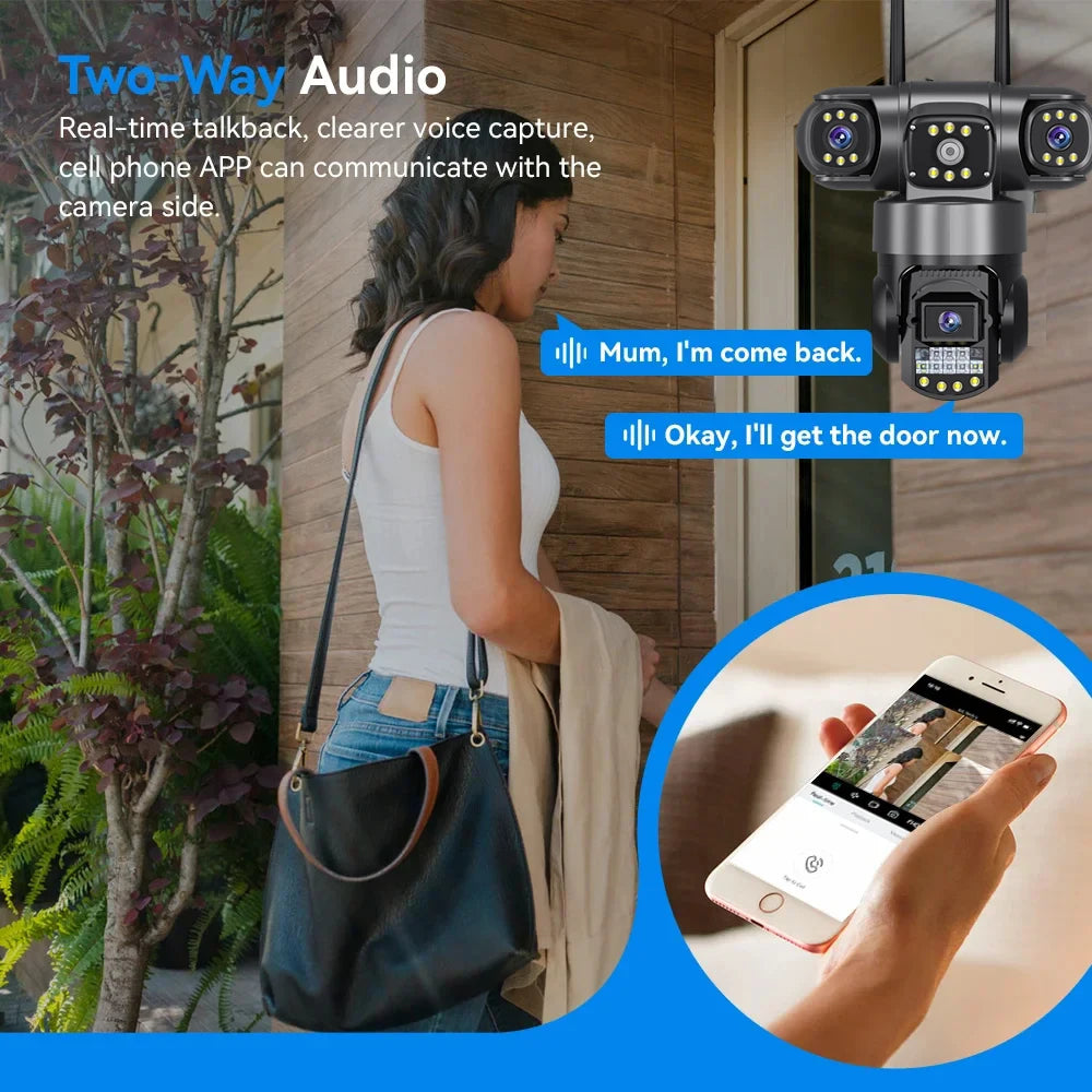 V380 Pro WiFi IP Camera Outdoor 12MP 6K Triple Lens Security Camera