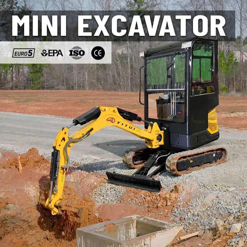 High-Performance 2 Ton Hydraulic Mini Excavator with Kubota Engine and Enclosed Cabin