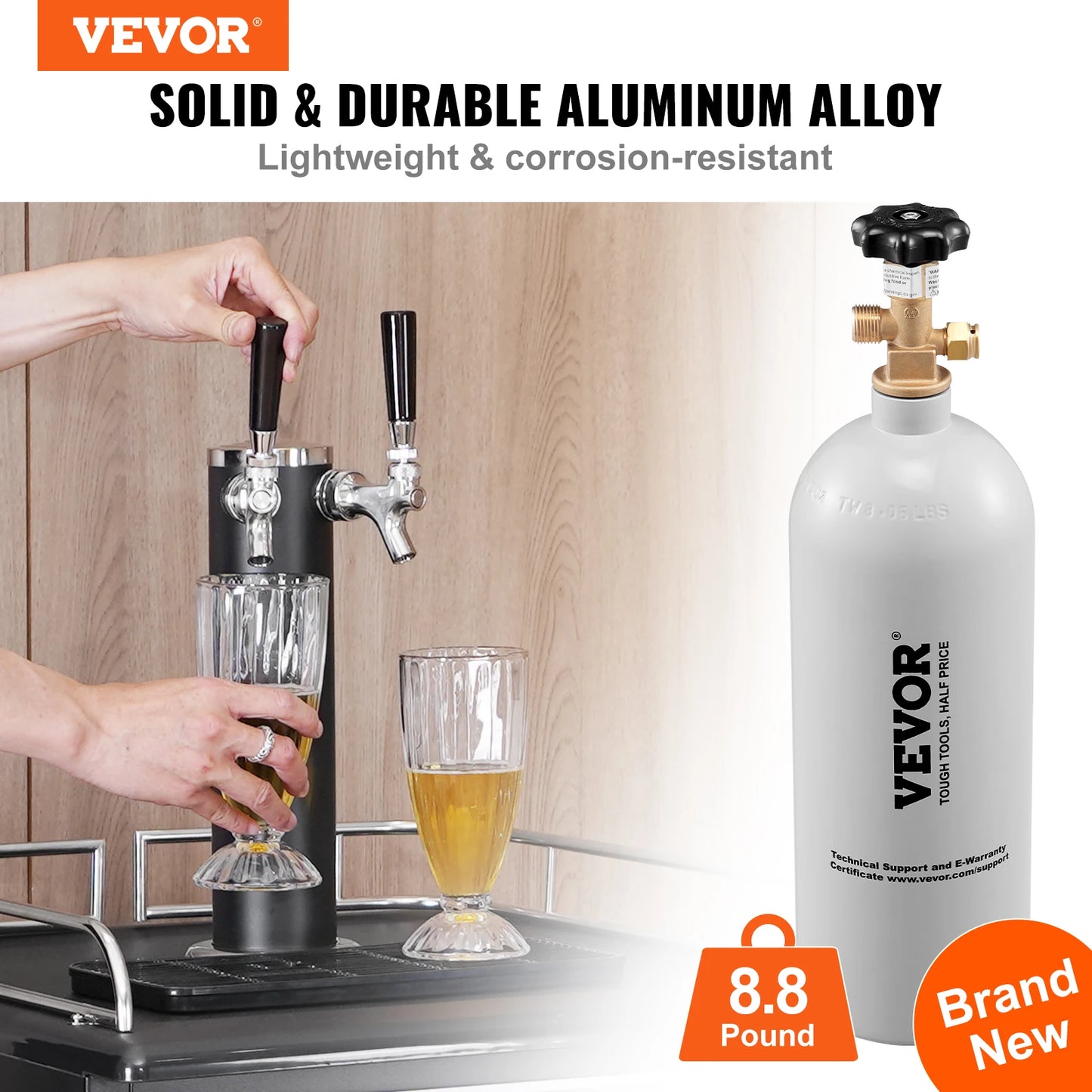 VEVOR 5 lbs Aluminum CO2 Tank with CGA320 Valve
