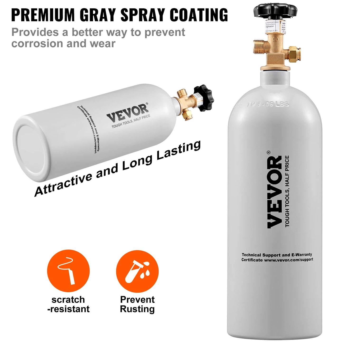 VEVOR 5 lbs Aluminum CO2 Tank with CGA320 Valve