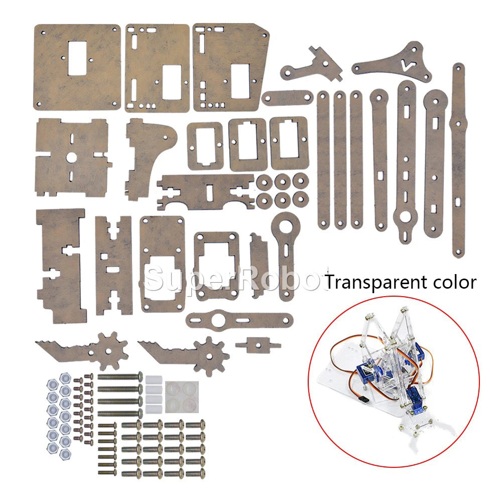 SG90 MG90S 4 Dof Unassembly Acrylic Mechanical Robot Manipulator Claw Kit