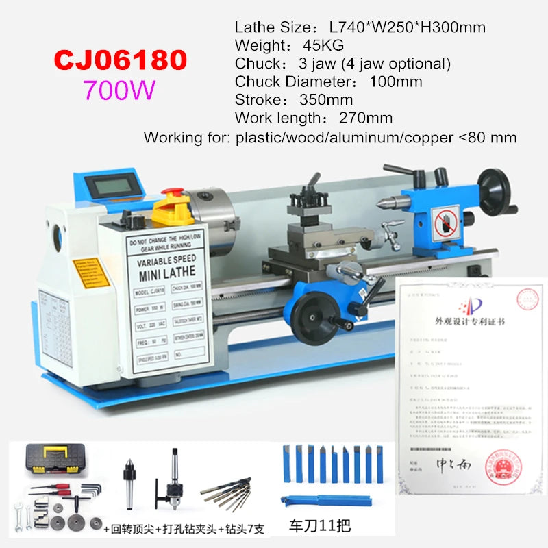 700W to 1100W Semi-Automatic Threading & Turning CNC Metal Lathe Machine