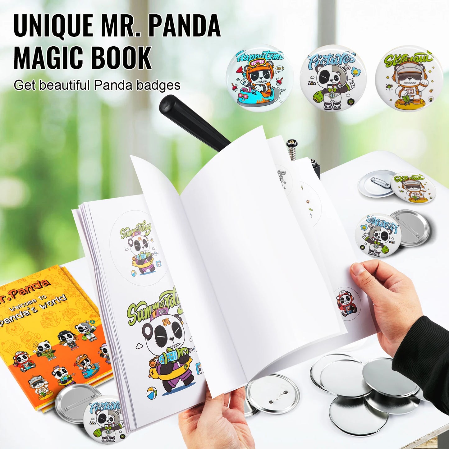VEVOR 3-Inch Button Maker Kit with 100 Pieces, Circle Cutter, and Bonus Magic Book