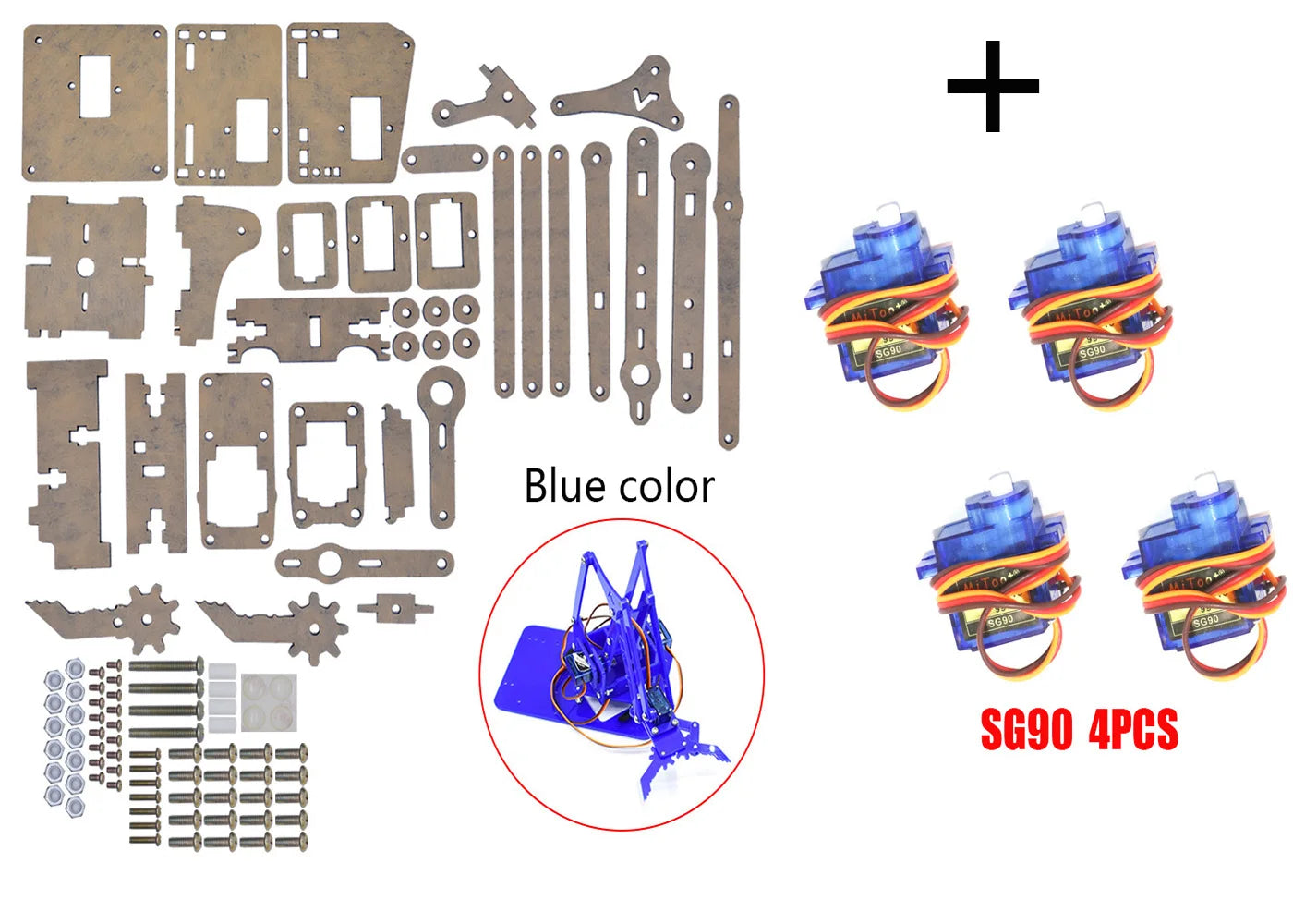 SG90 MG90S 4 Dof Unassembly Acrylic Mechanical Robot Manipulator Claw Kit
