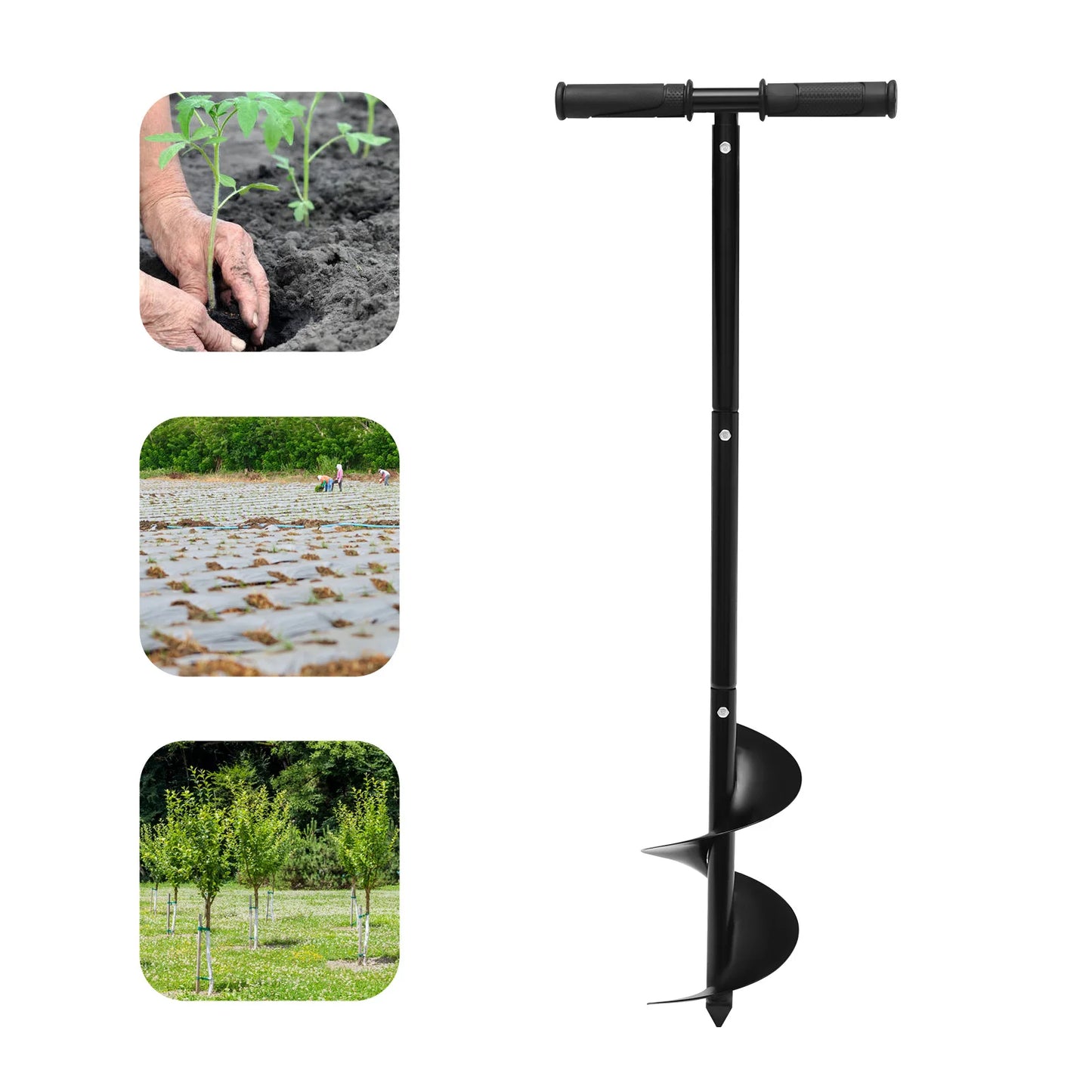 Manual Garden Auger Drill Bit with Handle & Gloves
