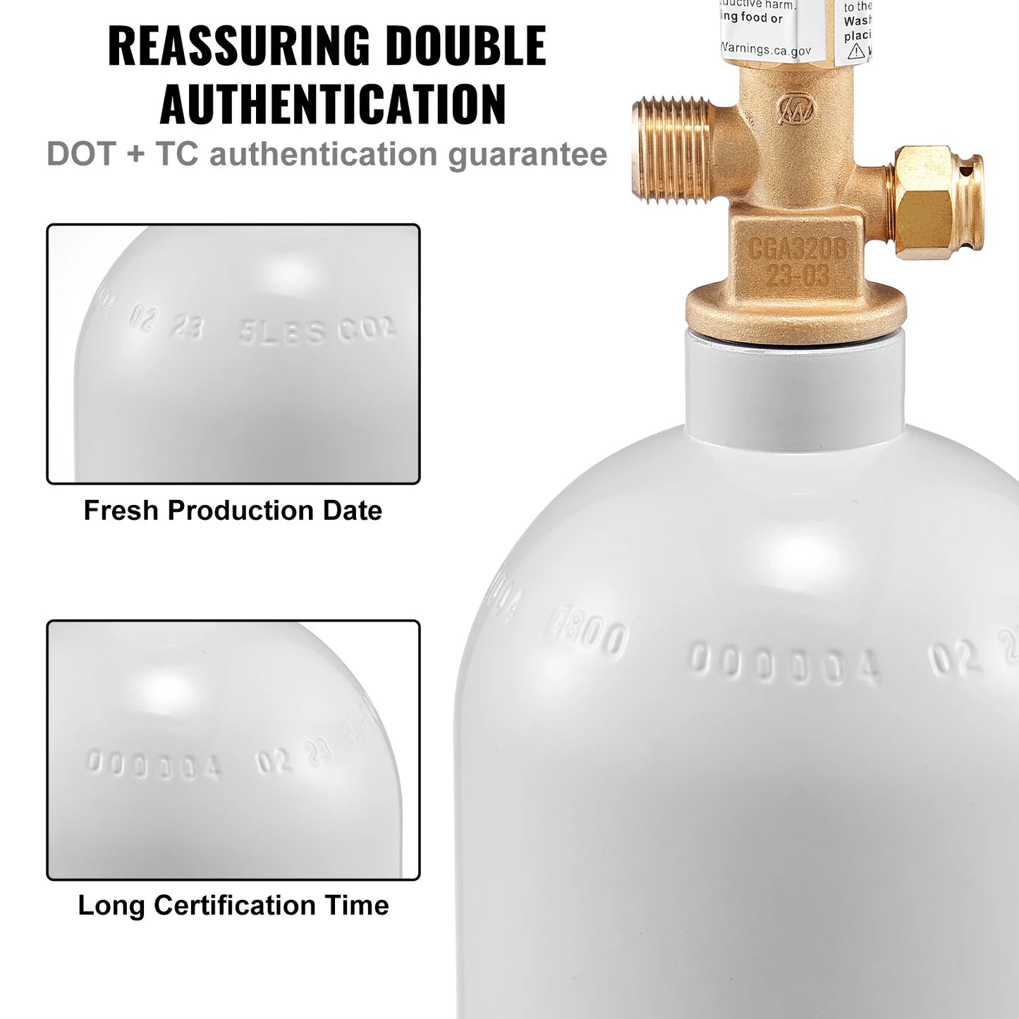 VEVOR 5 lbs Aluminum CO2 Tank with CGA320 Valve
