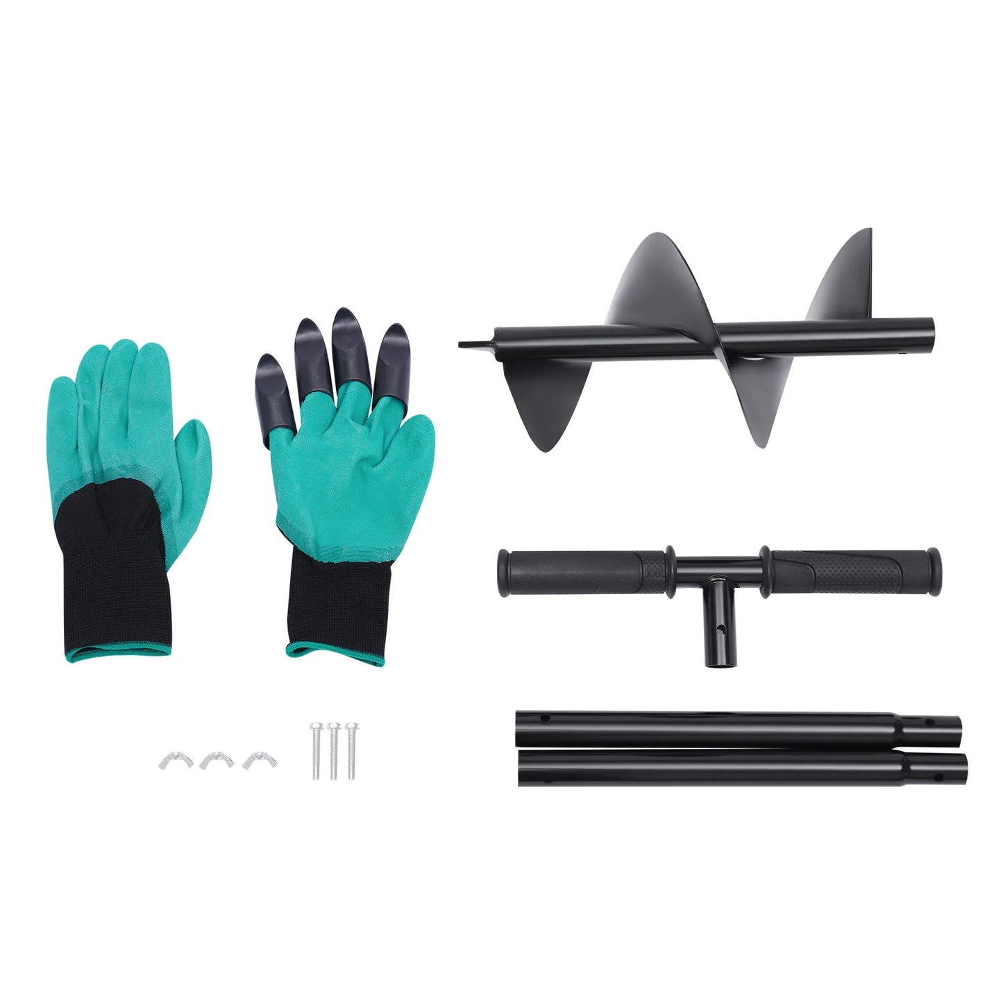 Manual Garden Auger Drill Bit with Handle & Gloves