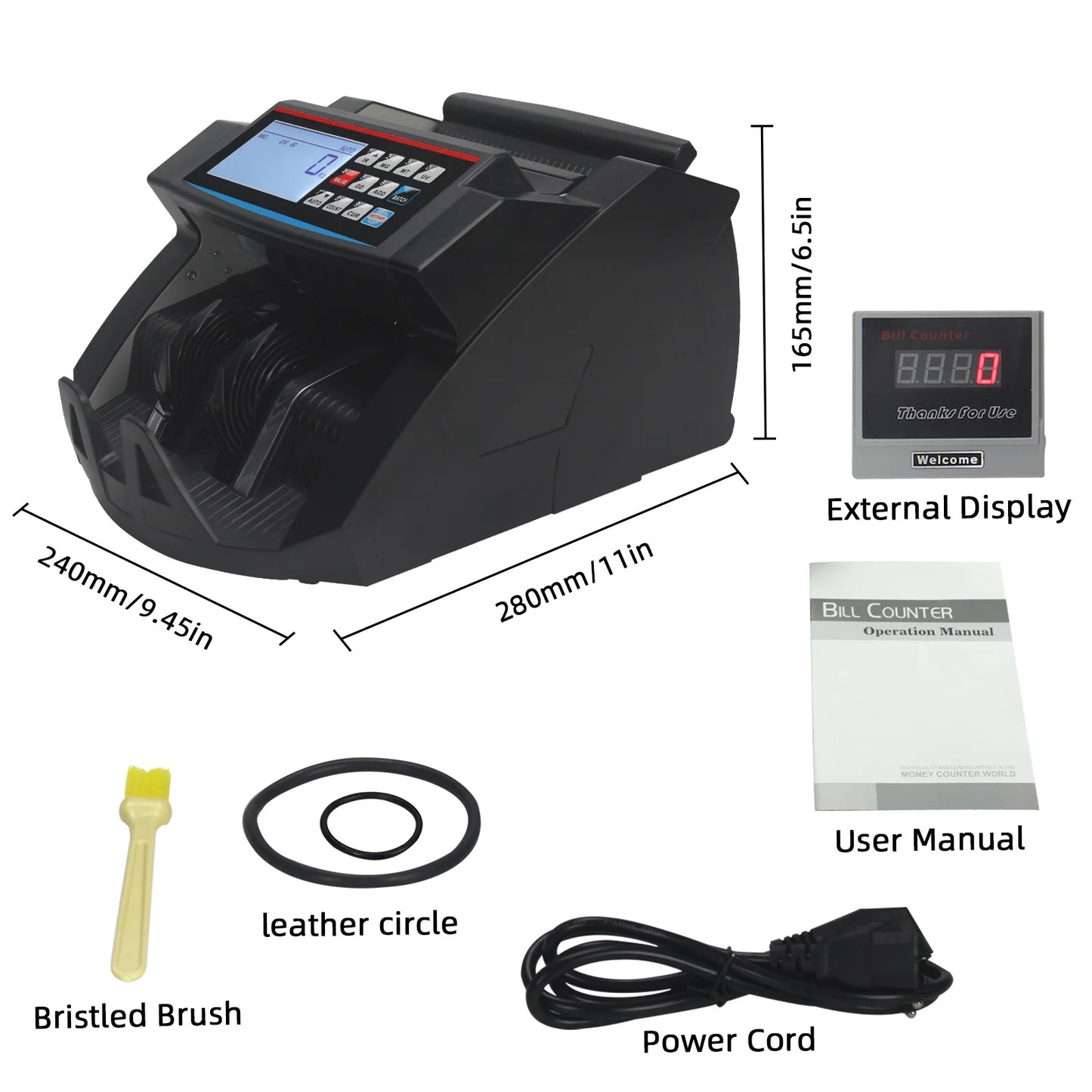 2100D Multi-Currency Money Counting Machine with UV, MG, IR Detection and LCD Display