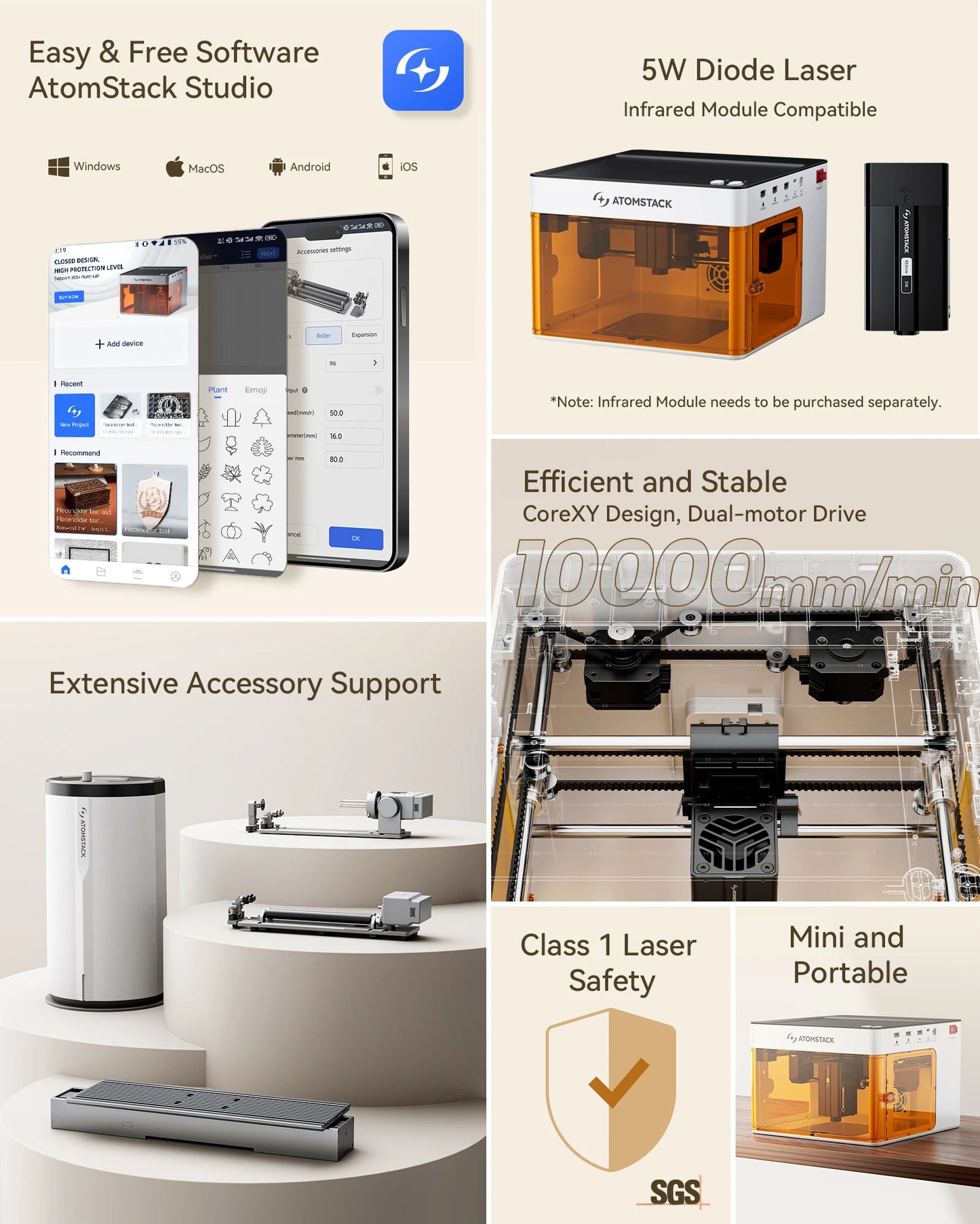 Atomstack P1 Mini 5W Portable Laser Engraver
