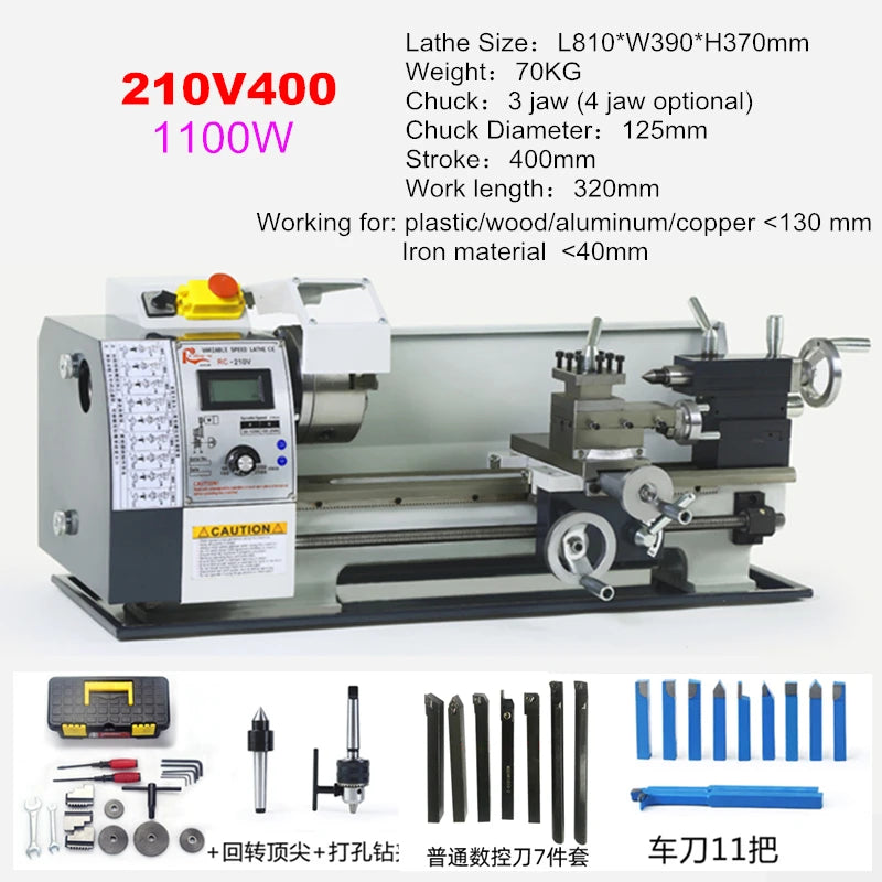 700W to 1100W Semi-Automatic Threading & Turning CNC Metal Lathe Machine