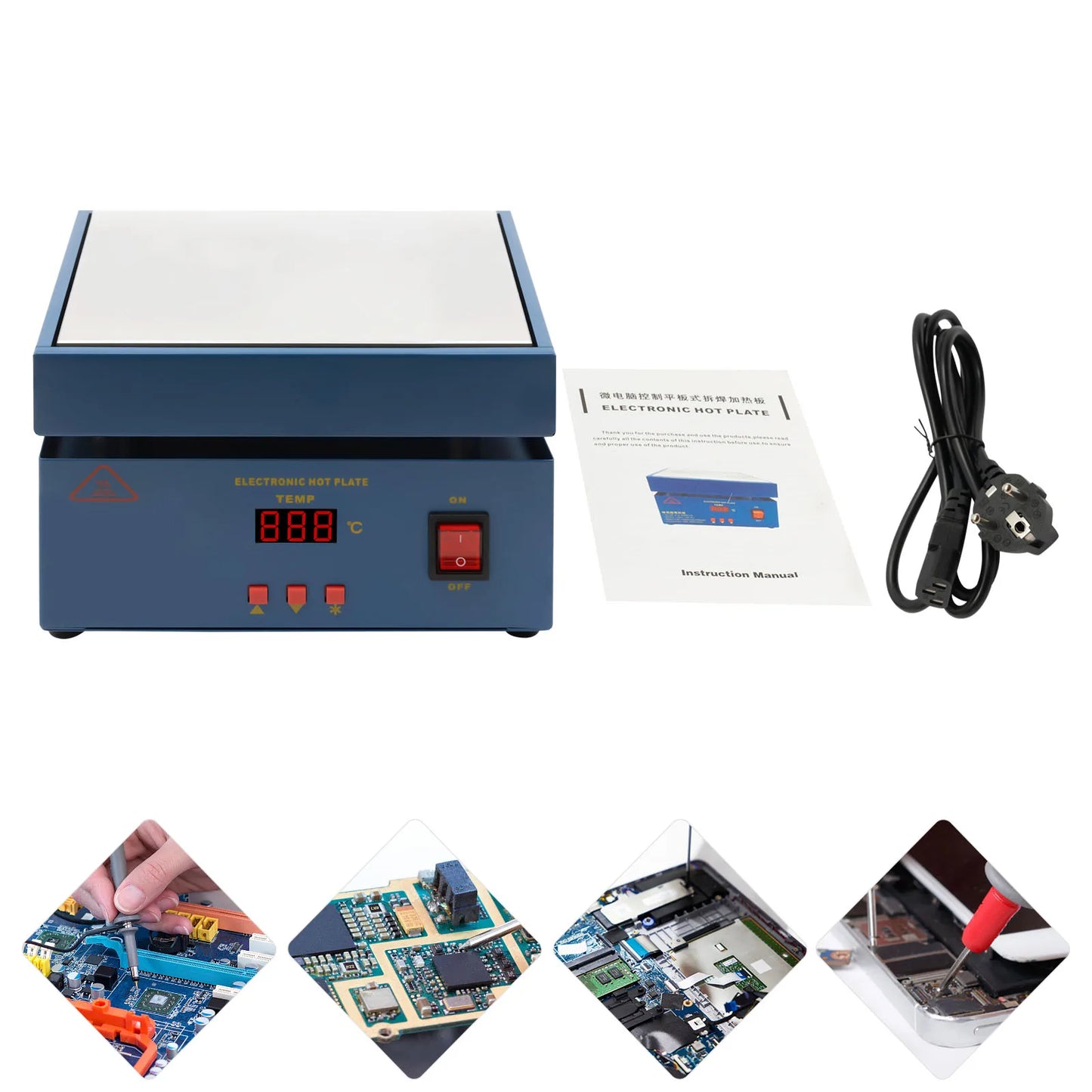 800W Soldering Hot Plate 200 x 200 mm LCD Microcomputer Electronic Heating Plate