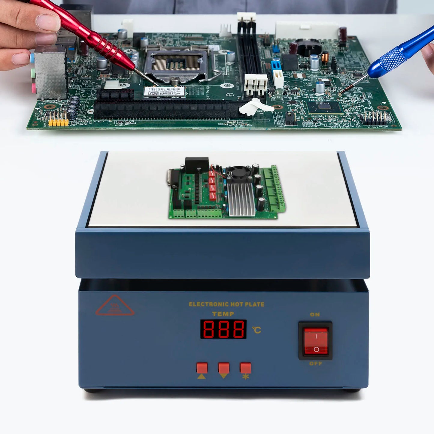 800W Soldering Hot Plate 200 x 200 mm LCD Microcomputer Electronic Heating Plate