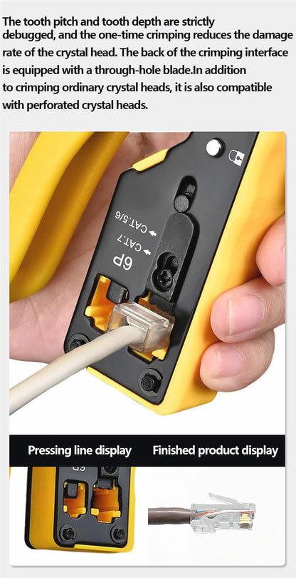 All-in-One RJ45/RJ12/RJ11 Pass-Through Network Cable Crimping Tool