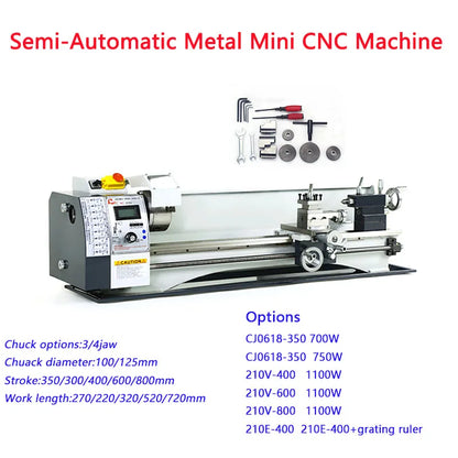 700W to 1100W Semi-Automatic Threading & Turning CNC Metal Lathe Machine