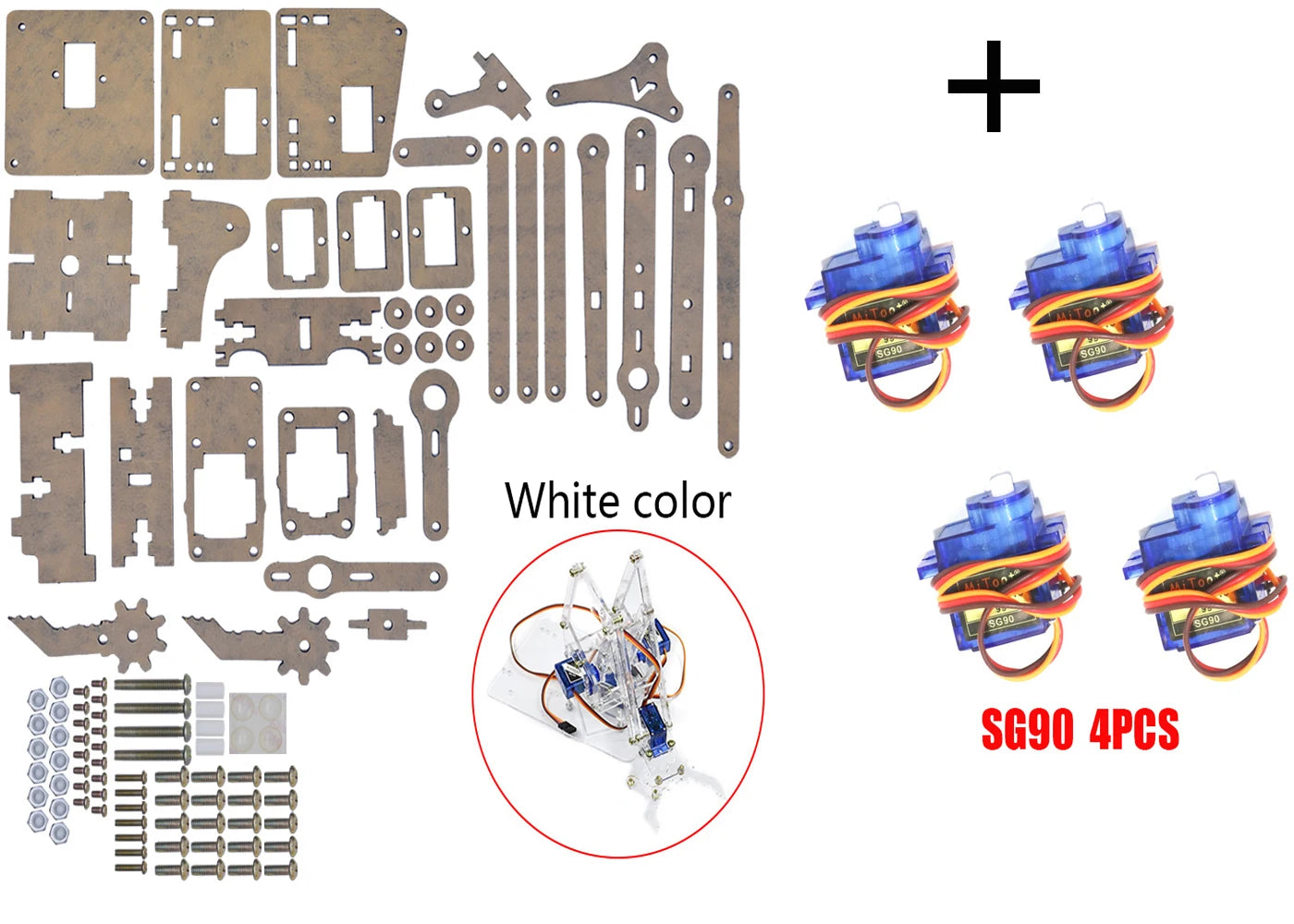 SG90 MG90S 4 Dof Unassembly Acrylic Mechanical Robot Manipulator Claw Kit