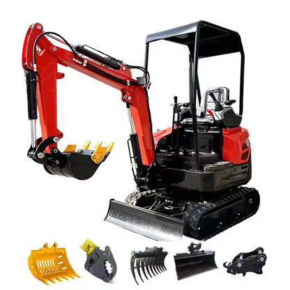 High-Performance 2 Ton Hydraulic Mini Excavator with Kubota Engine and Enclosed Cabin