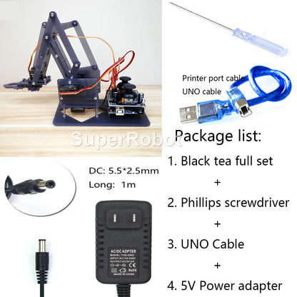 SG90 MG90S 4 Dof Unassembly Acrylic Mechanical Robot Manipulator Claw Kit