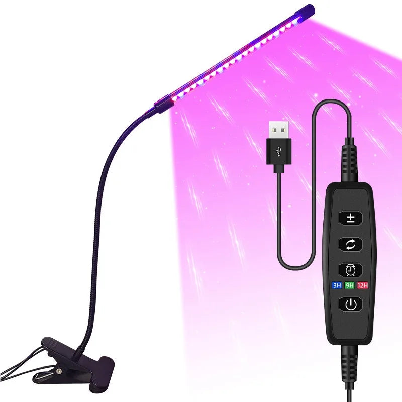 Full Spectrum USB LED Plant Grow Light with 10 Dimmable Levels and Timer