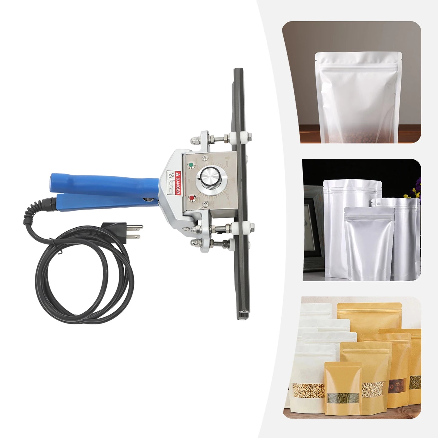 Portable 500W Handheld Heat Sealer with Adjustable Temperature and Double-Sided Heating