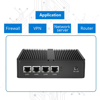 BEBEPC 4LAN Fanless Mini PC Firewall Router