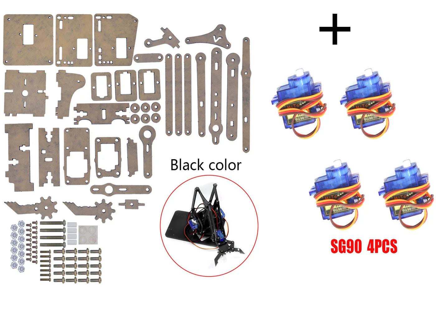 SG90 MG90S 4 Dof Unassembly Acrylic Mechanical Robot Manipulator Claw Kit
