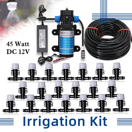 5–50M 45W Pump Self-Priming Irrigation System Garden Spray Cooling Kit.