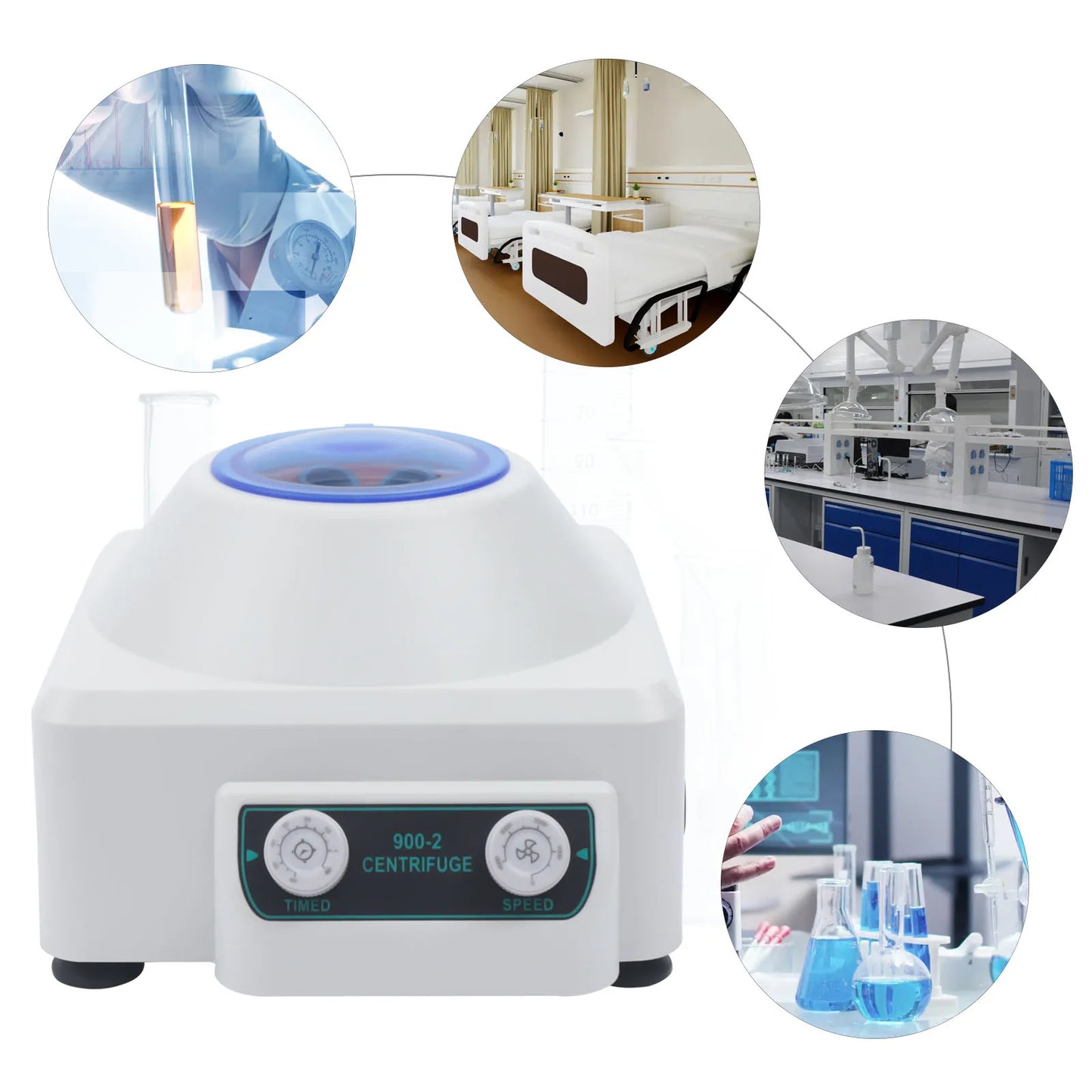Compact Electric Lab Centrifuge with Adjustable Speed and Timer