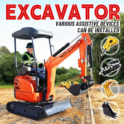 High-Performance 2 Ton Hydraulic Mini Excavator with Kubota Engine and Enclosed Cabin