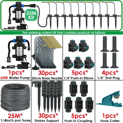 5M-30M Garden Watering System Self-priming Pump Timer 360° Bendable Mist Brass Cooling Sprinkler Drip Irrigation Kit Pot Bonsai