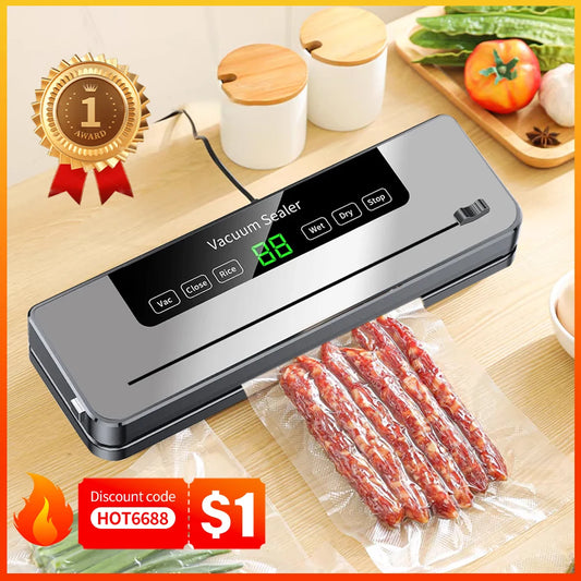 Electric Food Vacuum Sealer with Built-In Cutter & Touch Controls