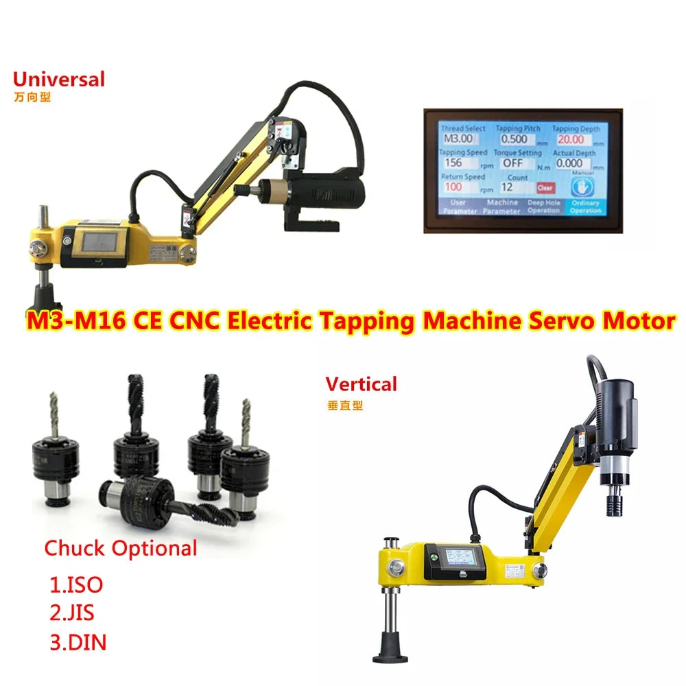 Smart Electric Tapping Arm (M3–M16) with Touch Control & Servo Motor Power