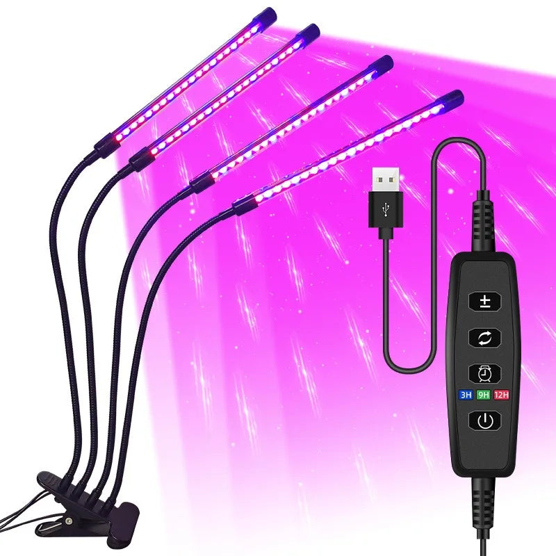 Full Spectrum USB LED Plant Grow Light with 10 Dimmable Levels and Timer