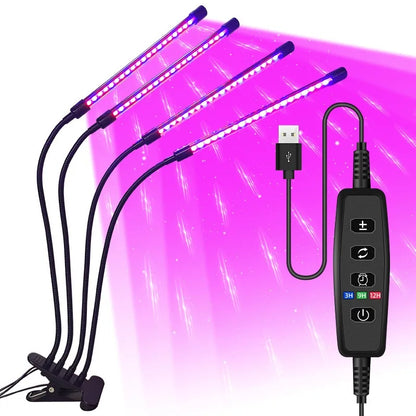 Full Spectrum USB LED Plant Grow Light with 10 Dimmable Levels and Timer