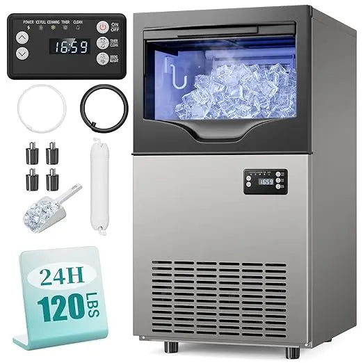Commercial-Grade Nugget Ice Maker with Storage Bin for Home Bars, Cafés, and Restaurants
