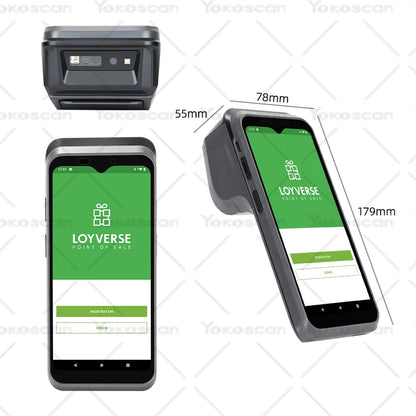 Google Android 10 Handheld POS Terminal with Built-In Printer and Barcode Scanner