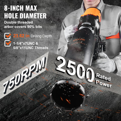 3200W 750RPM Wet/Dry Diamond Core Drill Machine