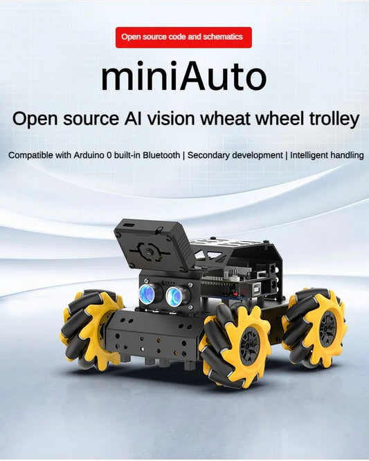MiniAuto 4WD Programmable Mecanum Robot Car with AI Vision and Bluetooth Control