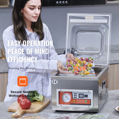 VEVOR DZ-260A Chamber Vacuum Sealer with 15.7" Sealing Length Kitchen Vacuum Packing Machine