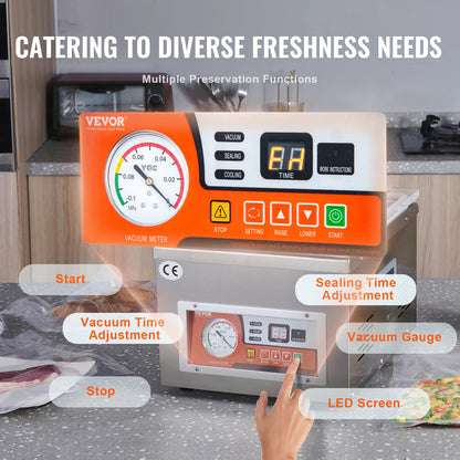 VEVOR DZ-260A Chamber Vacuum Sealer with 15.7" Sealing Length Kitchen Vacuum Packing Machine