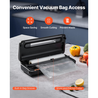 80Kpa 120W Electric Vacuum Sealer Machine 7-in-1 Dry/Wet Food Sealer with Built-in Cutter Knife