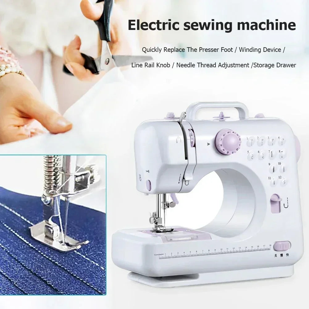 Compact Mini Sewing Machine With 12 Built-In Stitches