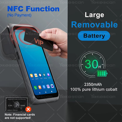 Google Android 10 Handheld POS Terminal with Built-In Printer and Barcode Scanner