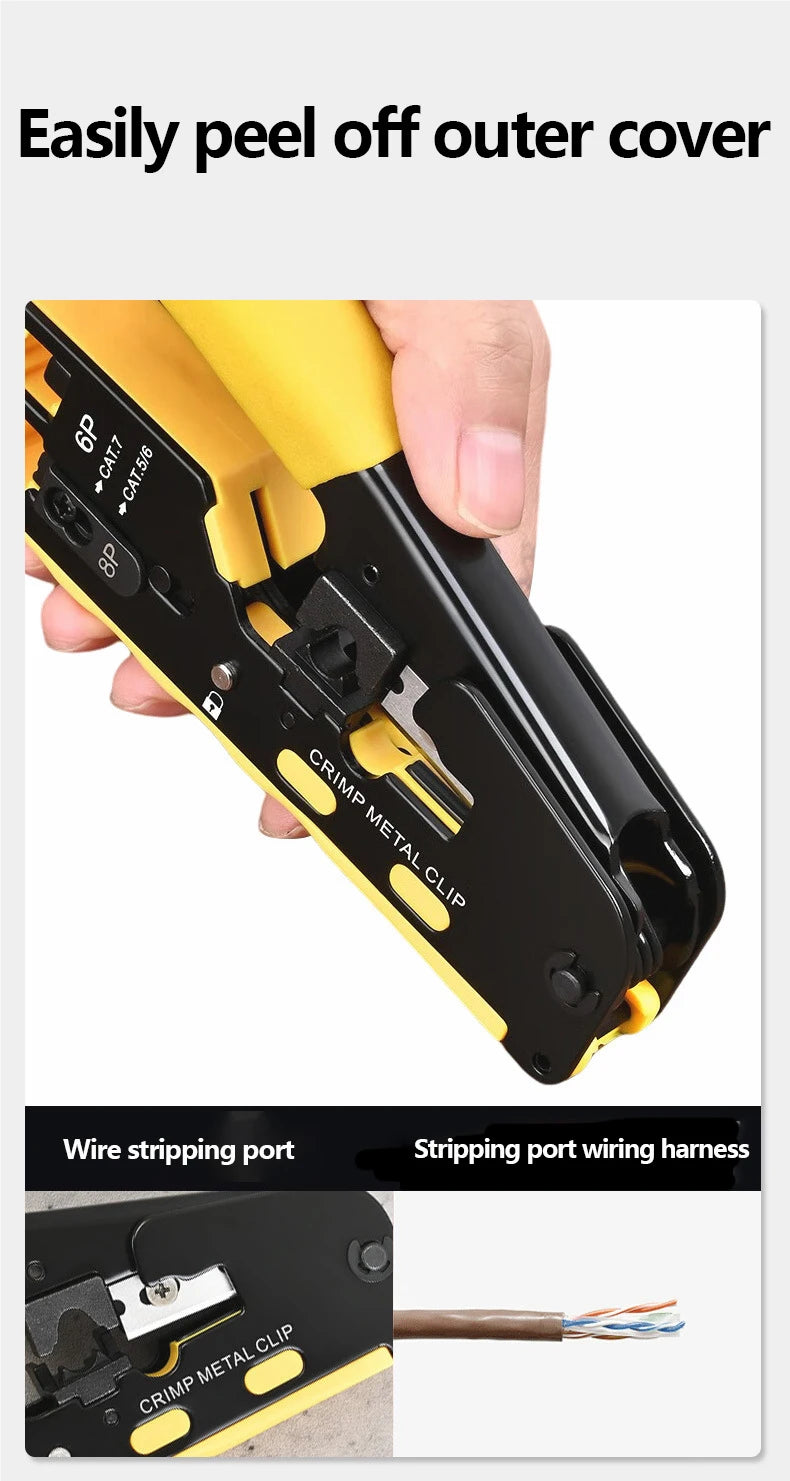 All-in-One RJ45/RJ12/RJ11 Pass-Through Network Cable Crimping Tool