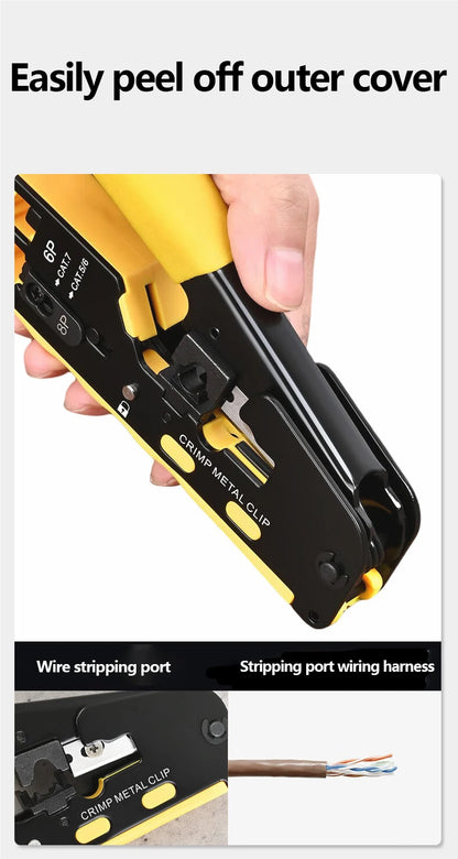 All-in-One RJ45/RJ12/RJ11 Pass-Through Network Cable Crimping Tool