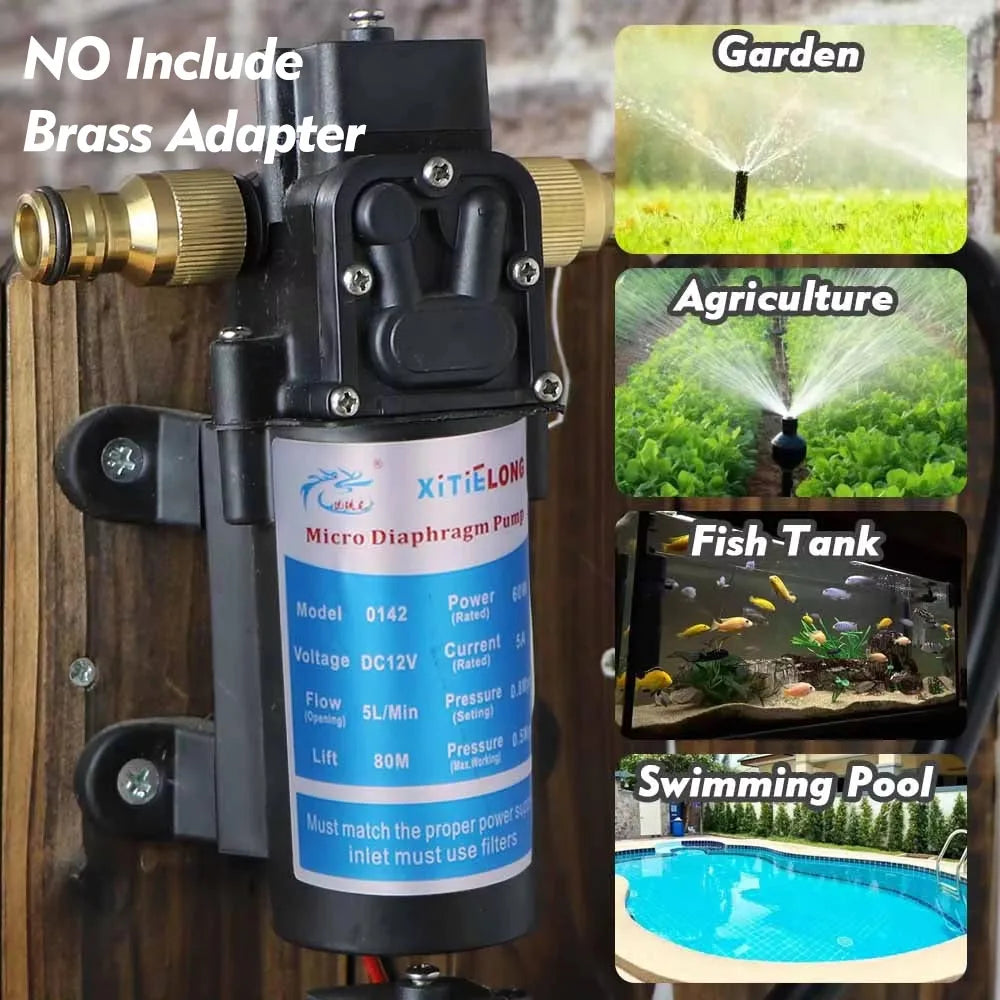 45/60/80/100W Water Pressure Diaphragm Self-priming Pump with 110-240V Power Supply Kit